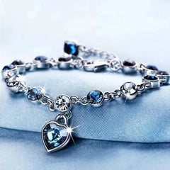 Women's Silver Heart Charm Pulseras Bracelet - Wedding Fine Jewelry