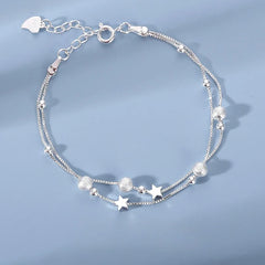 Luxury 925 Sterling Silver Star Beaded Bracelets For Women
