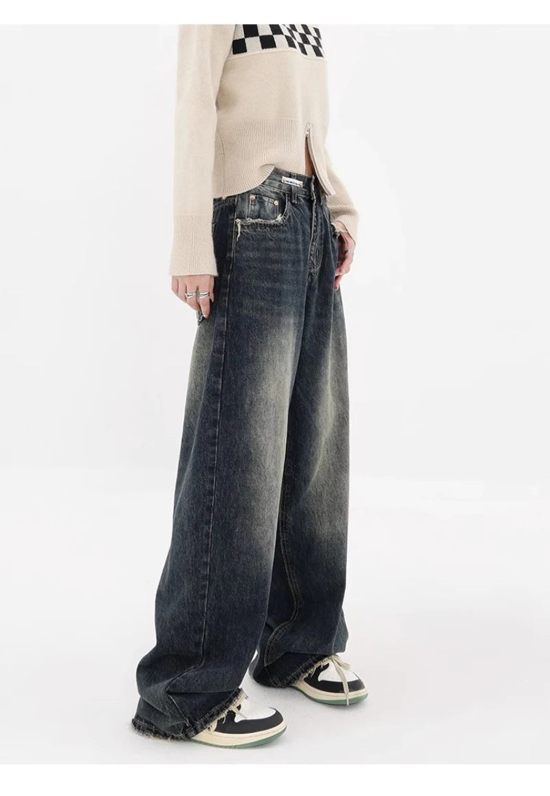 Y2K High-Waisted Wide Leg Loose Jeans for Women