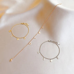 Stainless Steel Letter Star Pendant Bracelet - Women's Jewelry