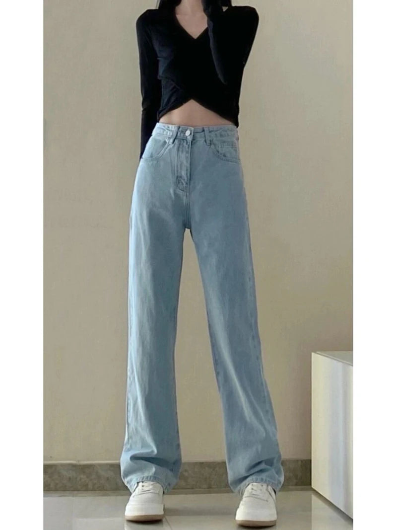 High-Waisted Slim Wide Leg Jeans for Women