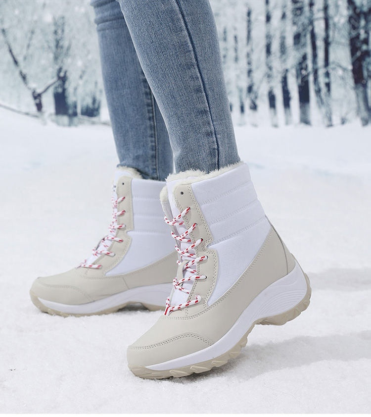 Women's Waterproof Fur-Lined Platform Snow Boots