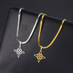 Skyrim Witch Knot Necklace - Stainless Steel Gold Snake Chain Choker