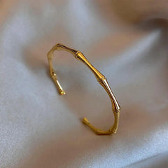 Stainless Steel Gold Bamboo Bracelet - Unisex Fashion Jewelry