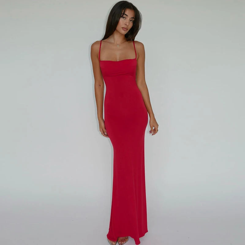 Spring Sleeveless Backless Y2K Bodycon Maxi Prom Dress