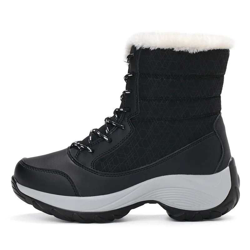 Women's Waterproof Fur-Lined Platform Snow Boots