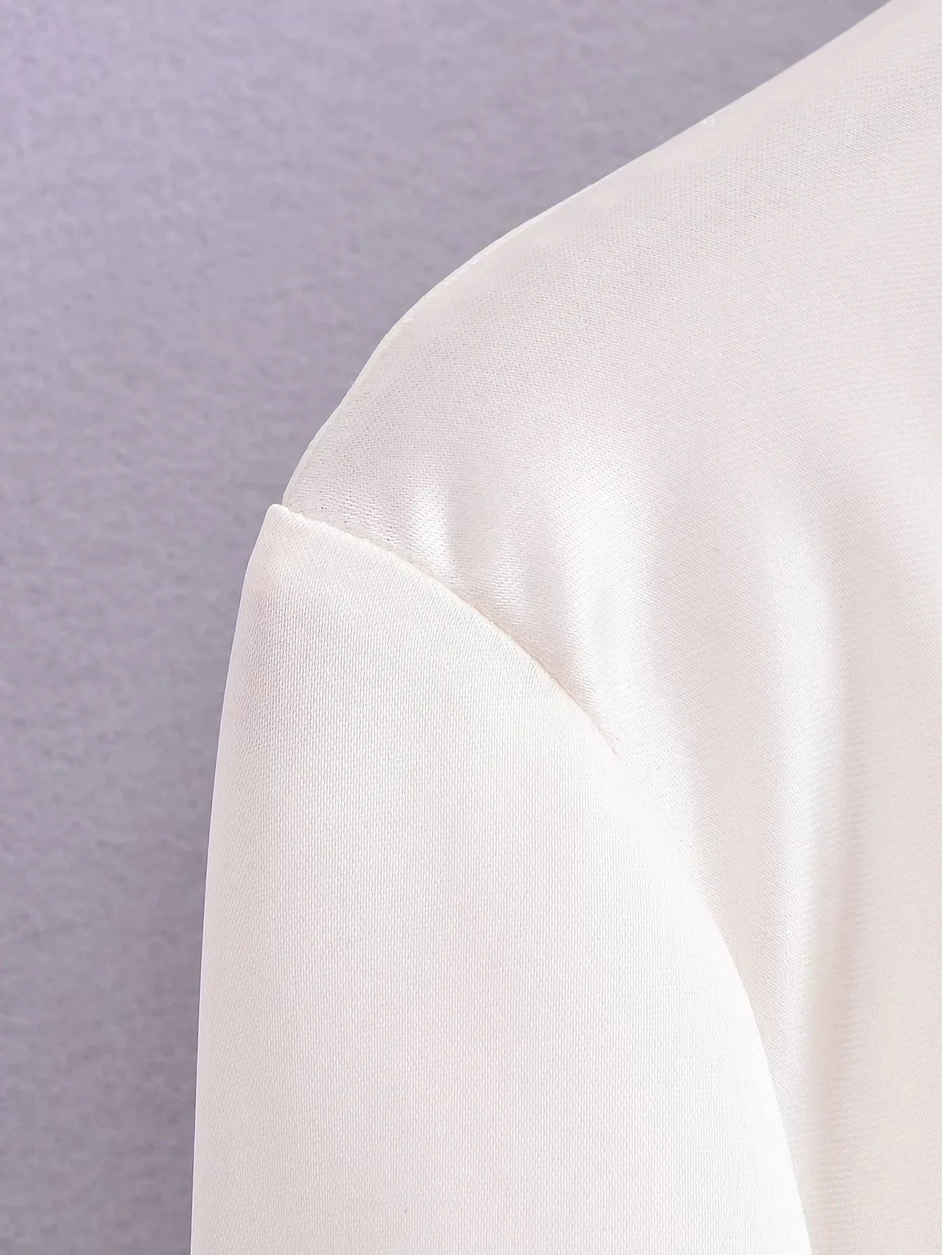 Satin White V-Neck Bow Tie Blouse for Women