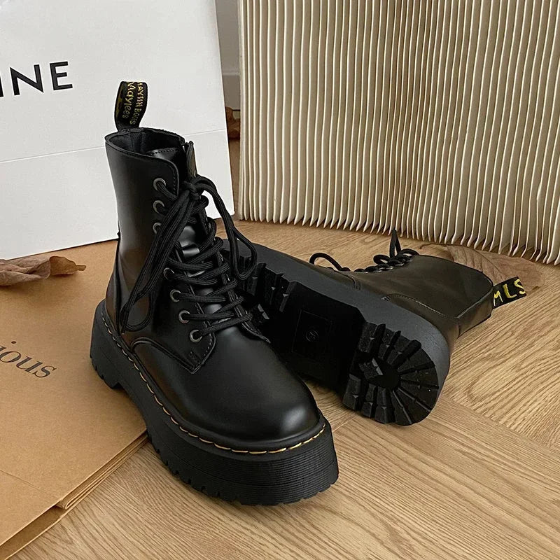 Women's Minimalist Lace-Up Combat Boots