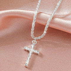 Crystal Cross Necklace with Star Accents - Collar Choker