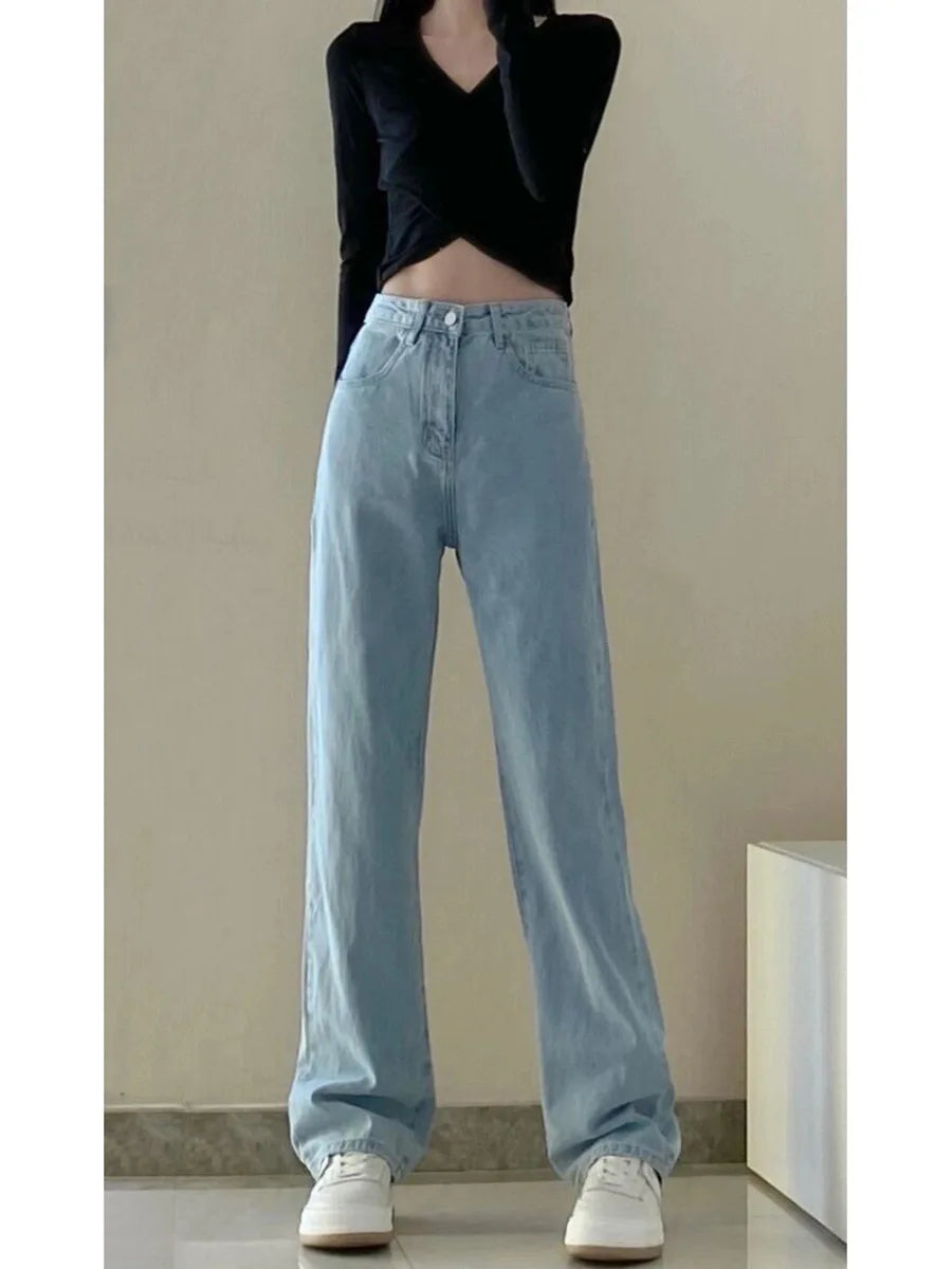 High-Waisted Slim Wide Leg Jeans for Women