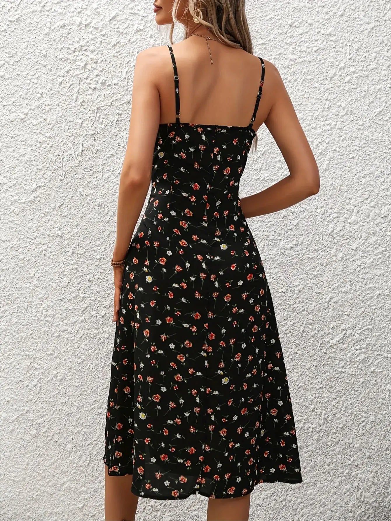 Spring & Summer Polka Dot Split Halter Dress