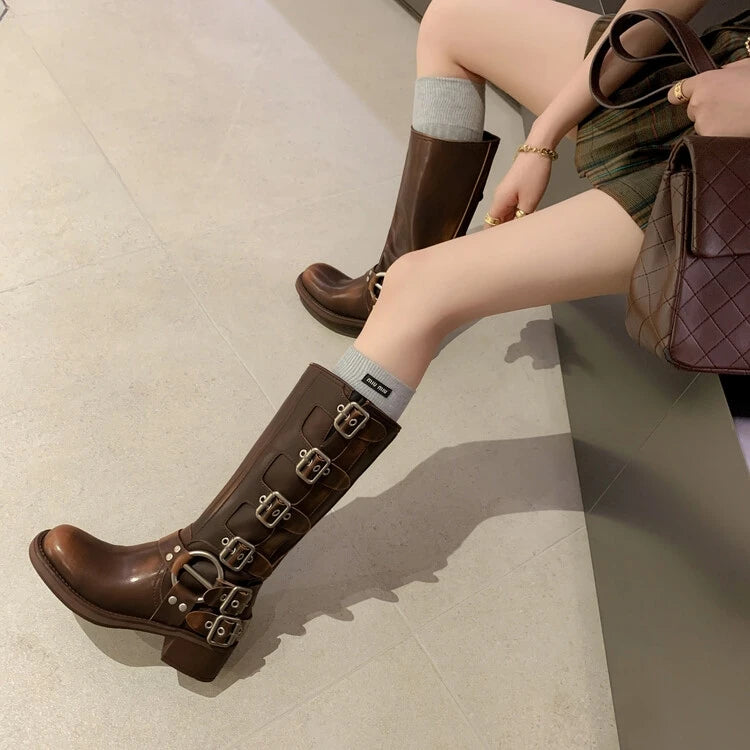 Women's Vintage Zip Combat Boots