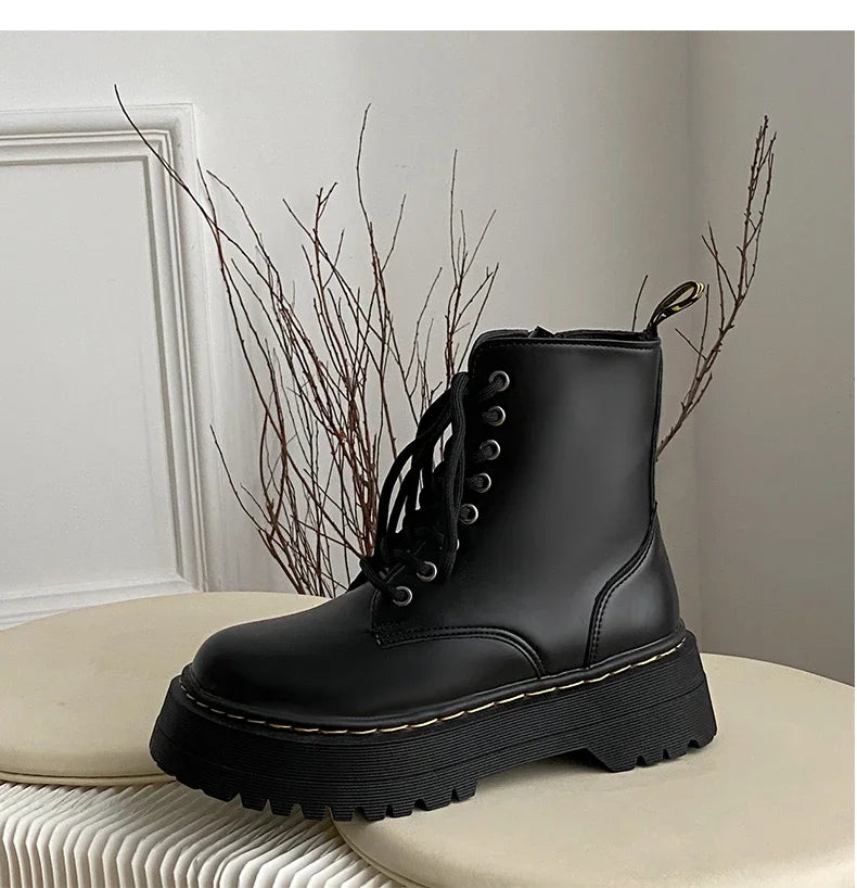 Women's Minimalist Lace-Up Combat Boots