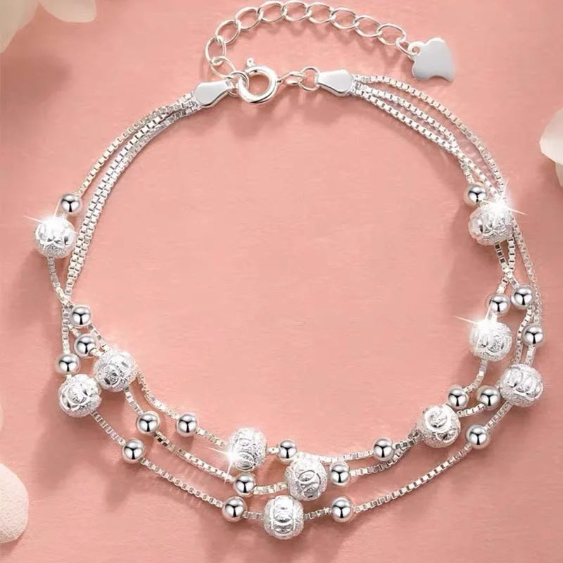 Luxury 925 Sterling Silver Star Beaded Bracelets For Women