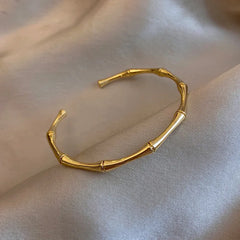 Stainless Steel Gold Bamboo Bracelet - Unisex Fashion Jewelry