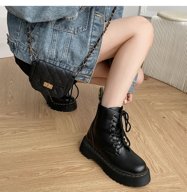 Women's Minimalist Lace-Up Combat Boots