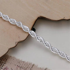 Hot Silver Plated Twisted Rope Bracelet - Fashion Chain Charm