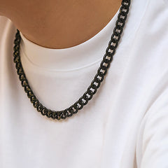 Simple Cuban Link Choker - Gold or Black Aluminum Chain for Men