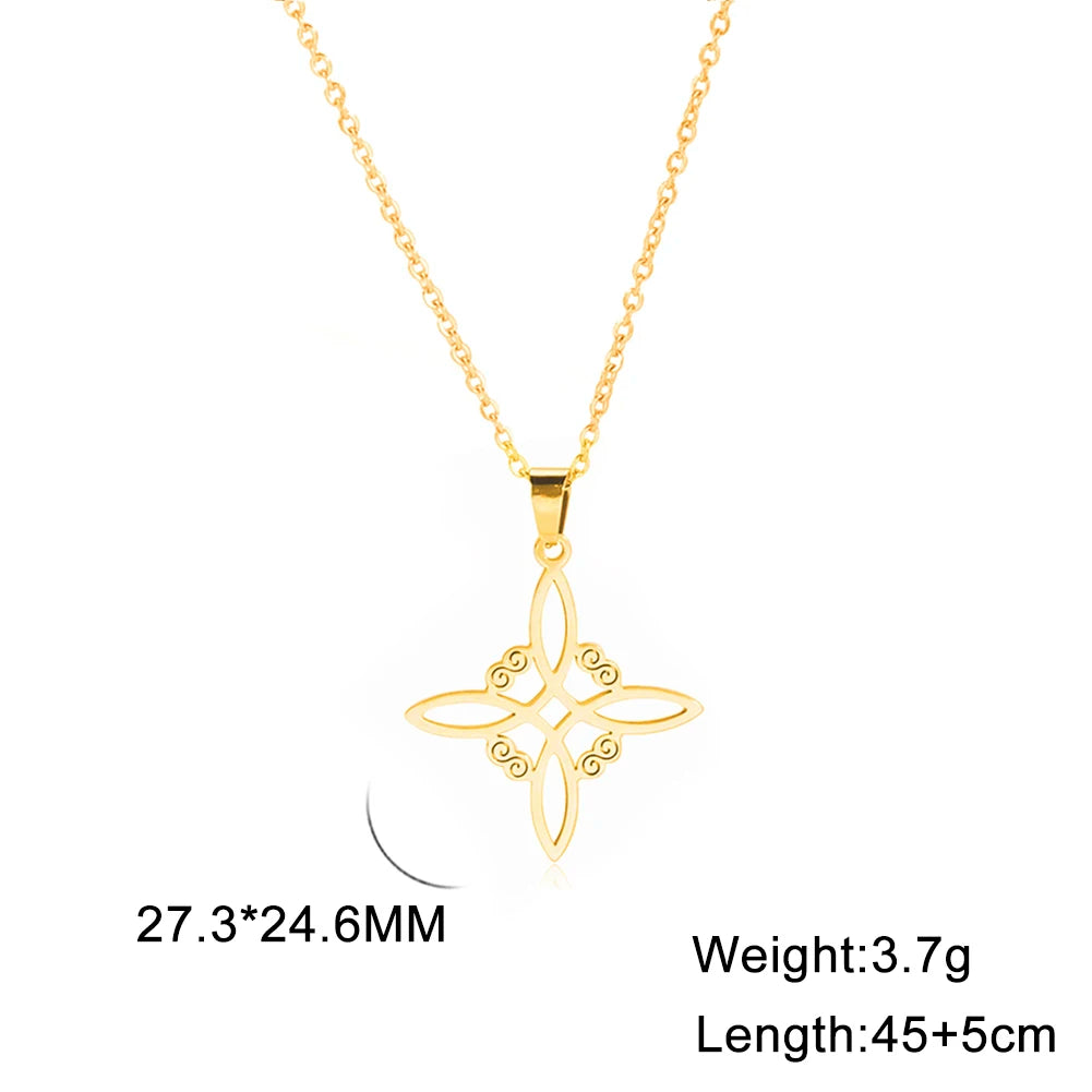 Wicca Witch Knot Necklace - Stainless Steel Choker for Women