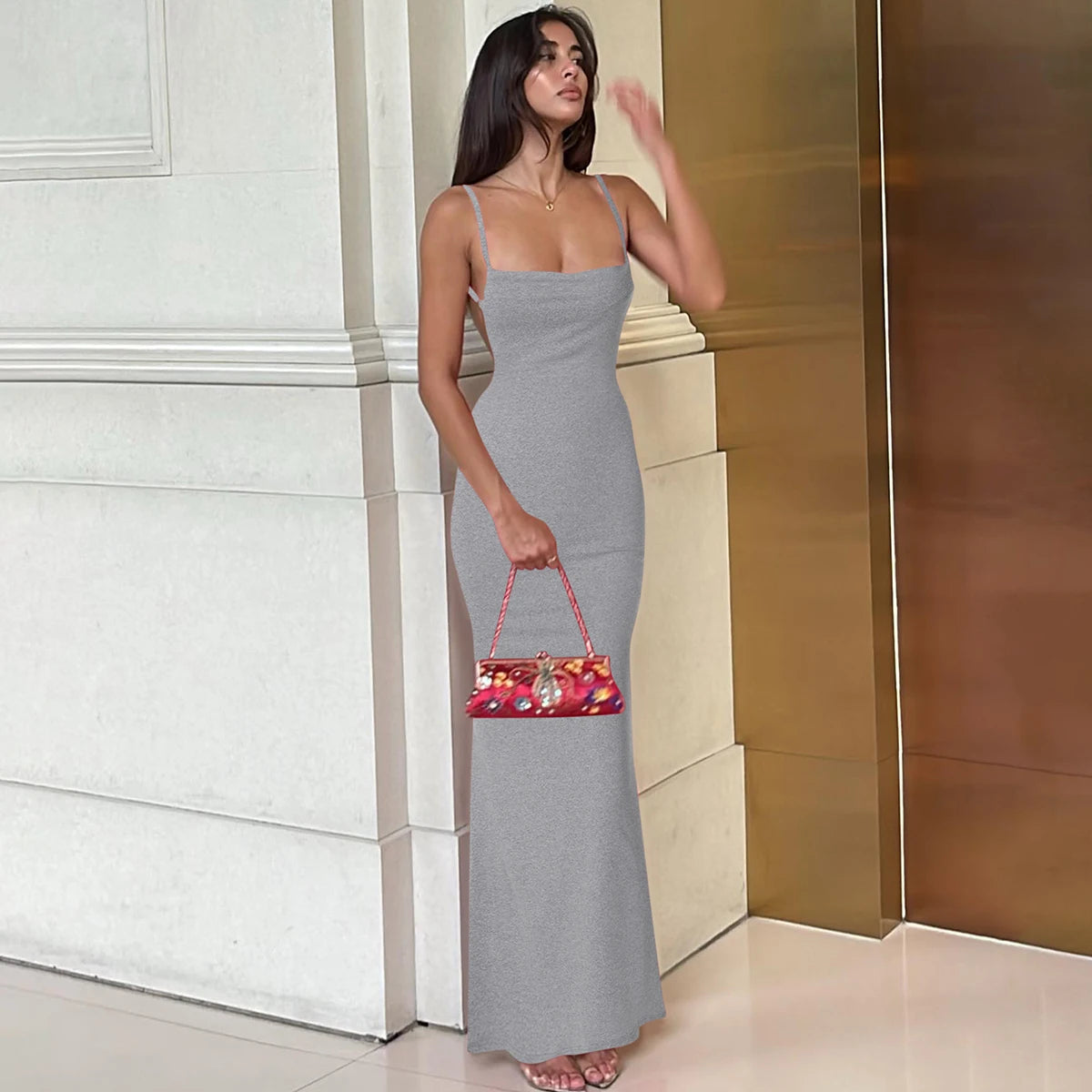 Spring Sleeveless Backless Y2K Bodycon Maxi Prom Dress