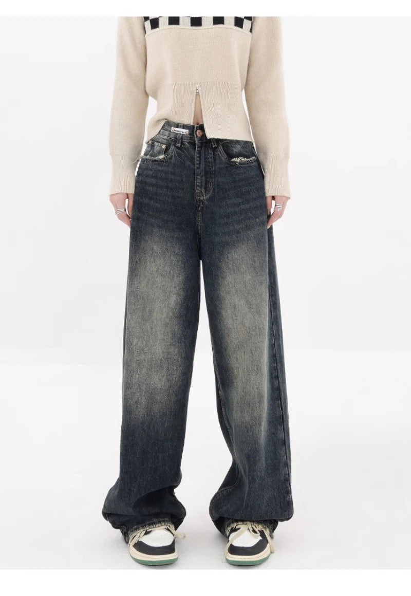 Y2K High-Waisted Wide Leg Loose Jeans for Women