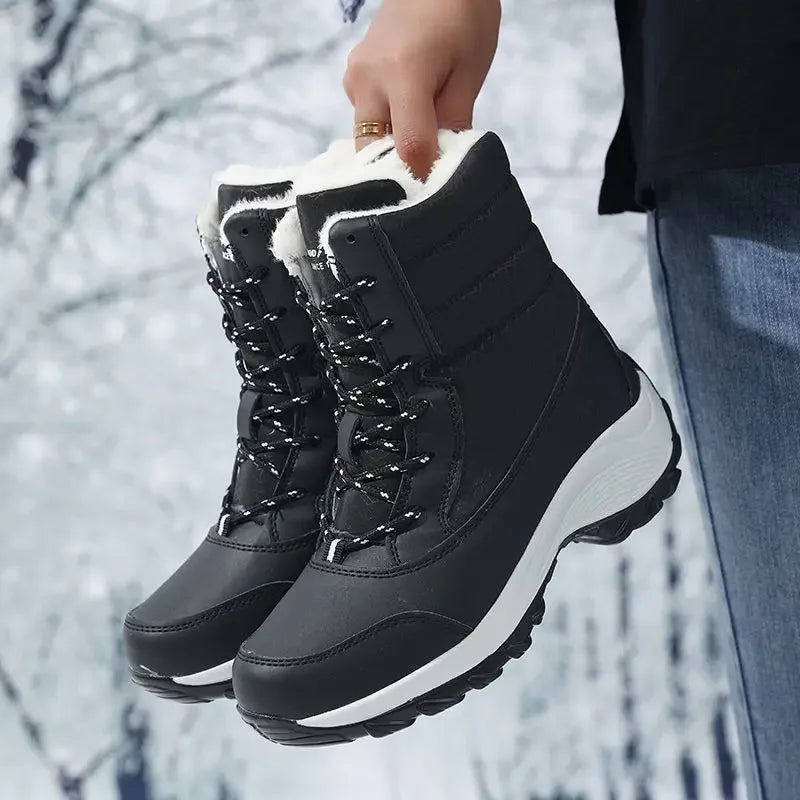 Women's Waterproof Fur-Lined Platform Snow Boots