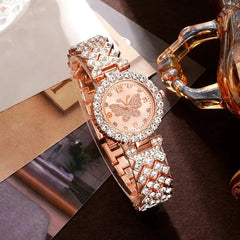 Rose Gold Luxury Watch and Matching Jewelry Set