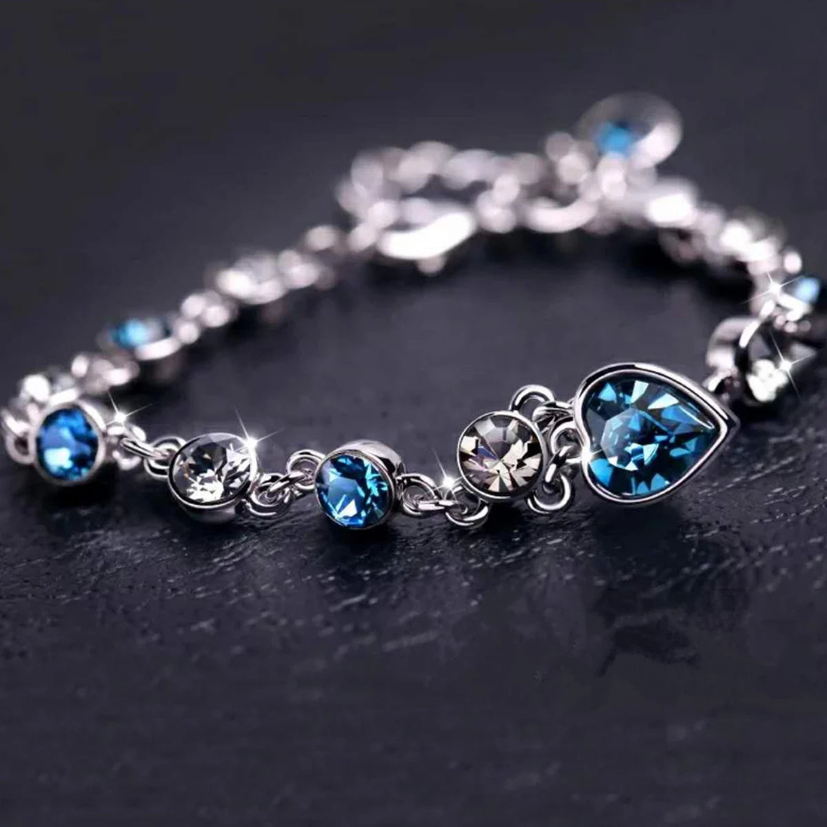 Women's Silver Heart Charm Pulseras Bracelet - Wedding Fine Jewelry