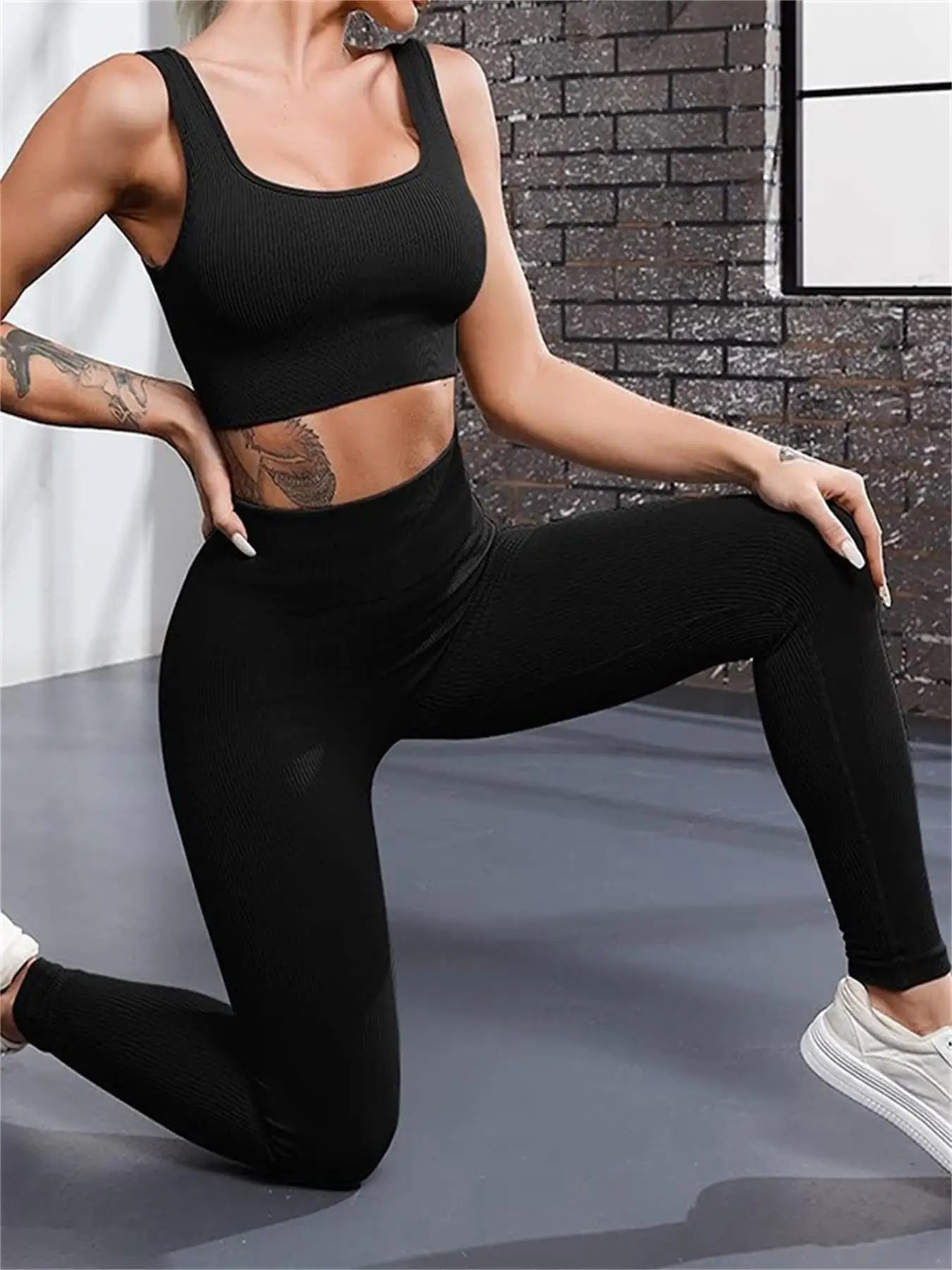 High-Waisted Ribbed Yoga Pants