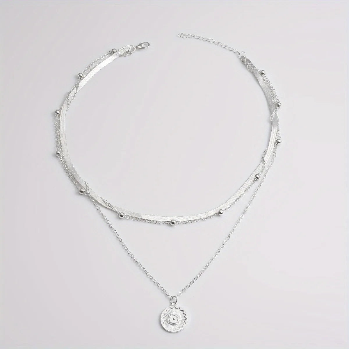 Trendy Women's Necklace - Snake Bone Chain with Round Beads