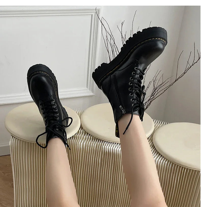 Women's Minimalist Lace-Up Combat Boots