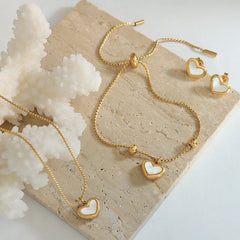 Shell White Sea Mother of Pearl Heart Love Jewelry Set for Girls