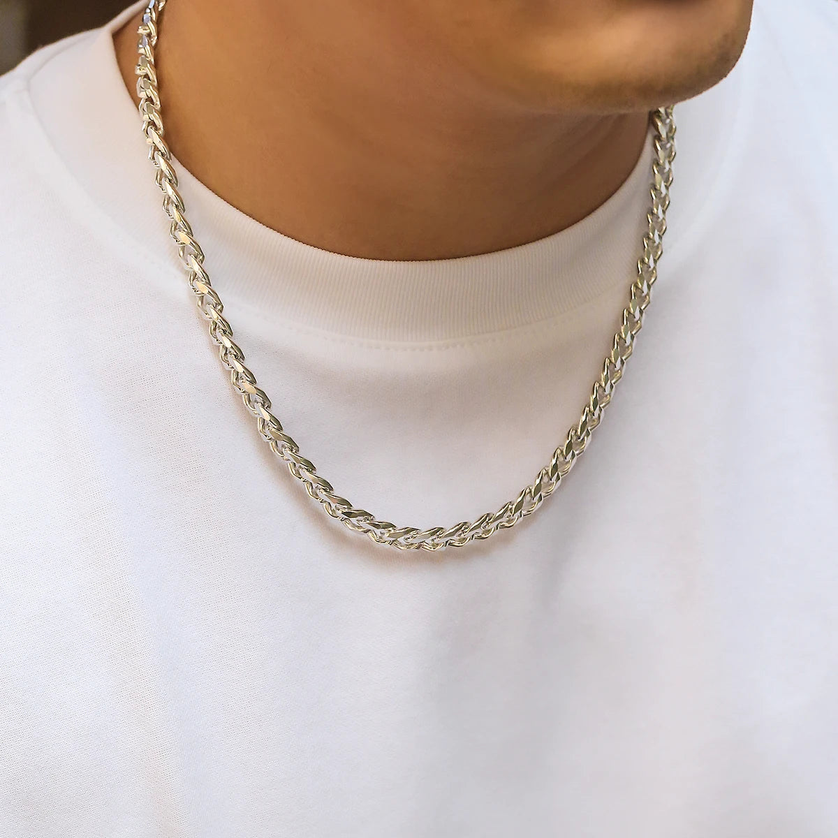 Simple Cuban Link Choker - Gold or Black Aluminum Chain for Men