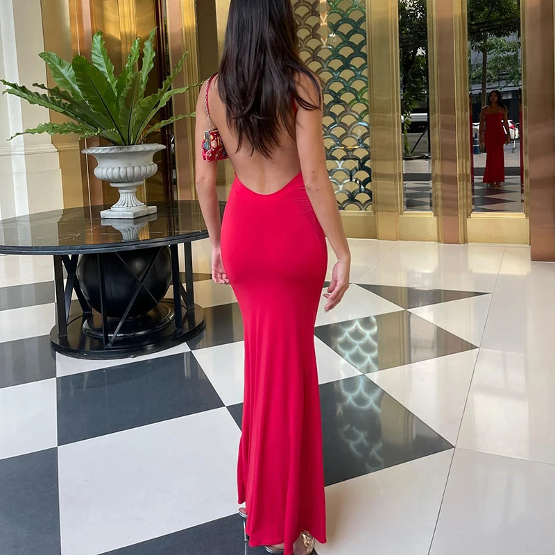 Spring Sleeveless Backless Y2K Bodycon Maxi Prom Dress