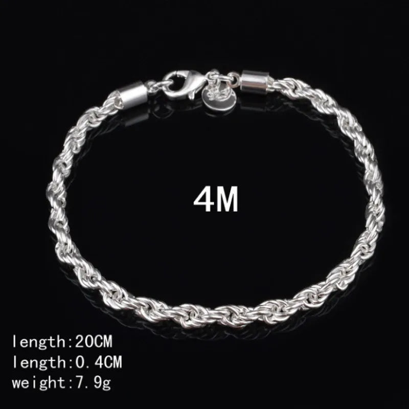 Hot Silver Plated Twisted Rope Bracelet - Fashion Chain Charm