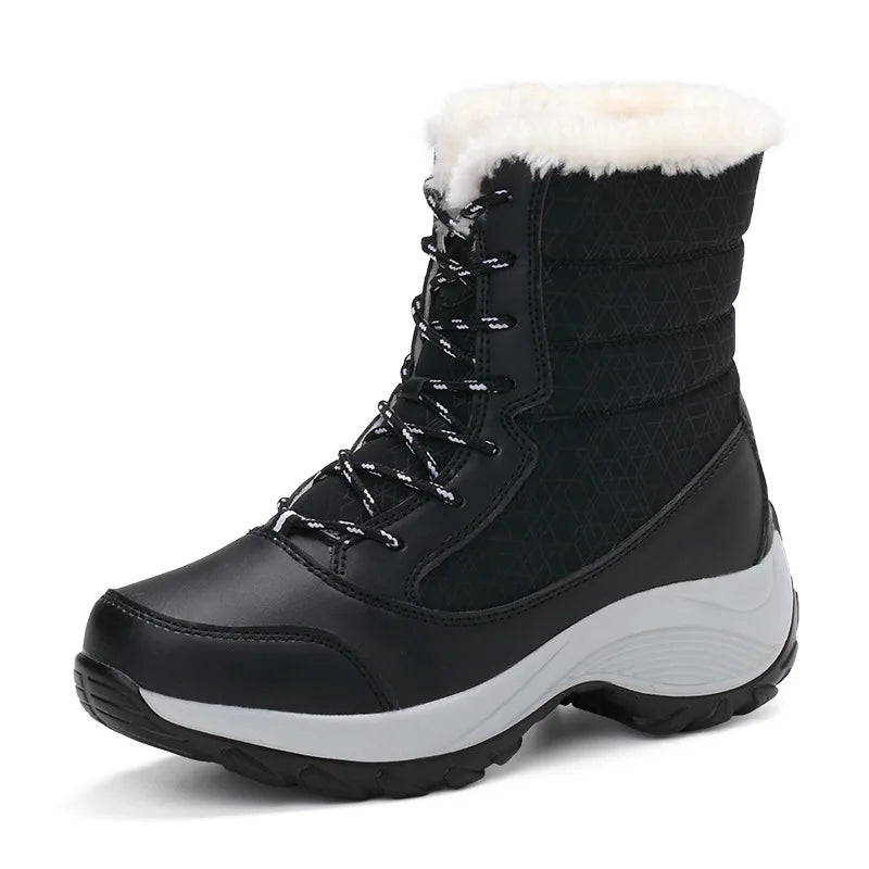 Women's Waterproof Fur-Lined Platform Snow Boots