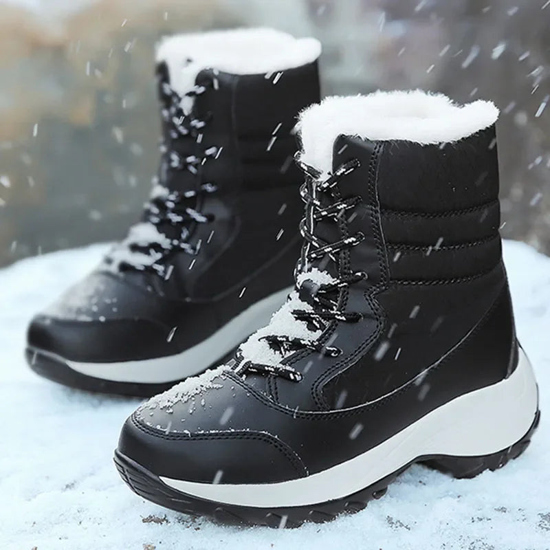 Women's Waterproof Fur-Lined Platform Snow Boots