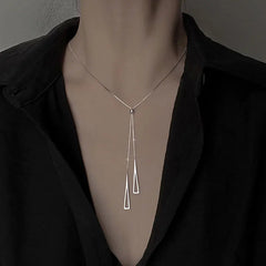 Tassel Necklace for Women Golden Silver Color Triangle Pendant