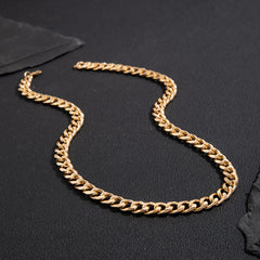 Simple Cuban Link Choker - Gold or Black Aluminum Chain for Men