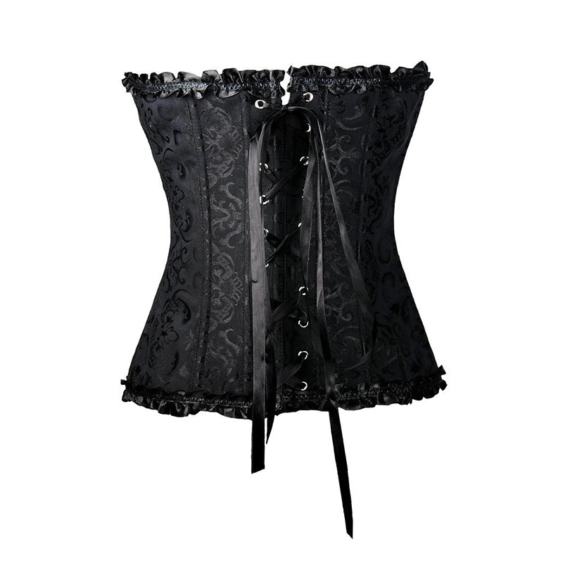 Women's Lace-Up Floral Boned Corset Bustier Top