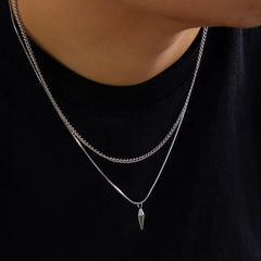Men's Rivet Pendant Set - Stainless Steel Snake & Link Chokers