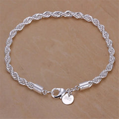 Hot Silver Plated Twisted Rope Bracelet - Fashion Chain Charm