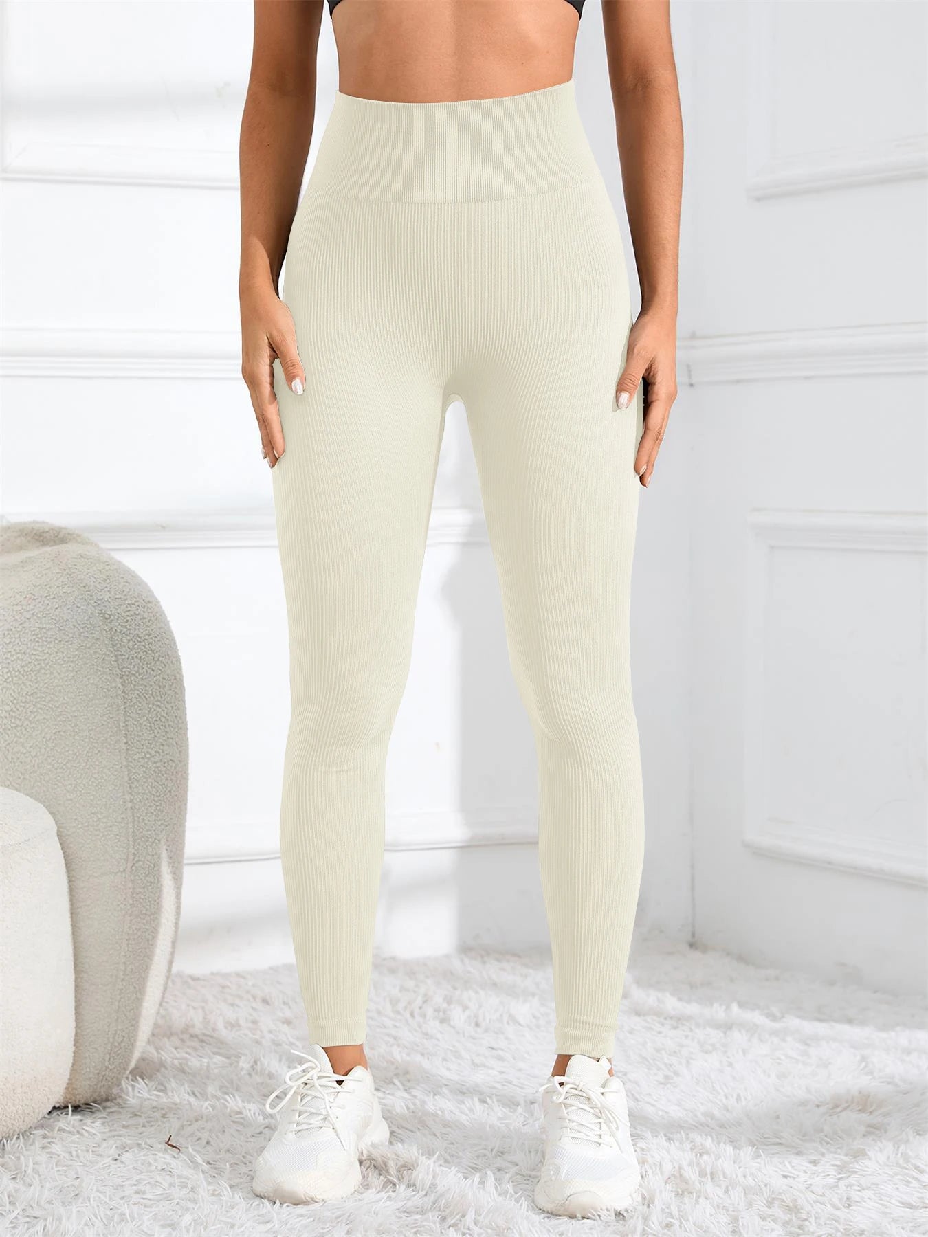 High-Waisted Ribbed Seamless Yoga Leggings