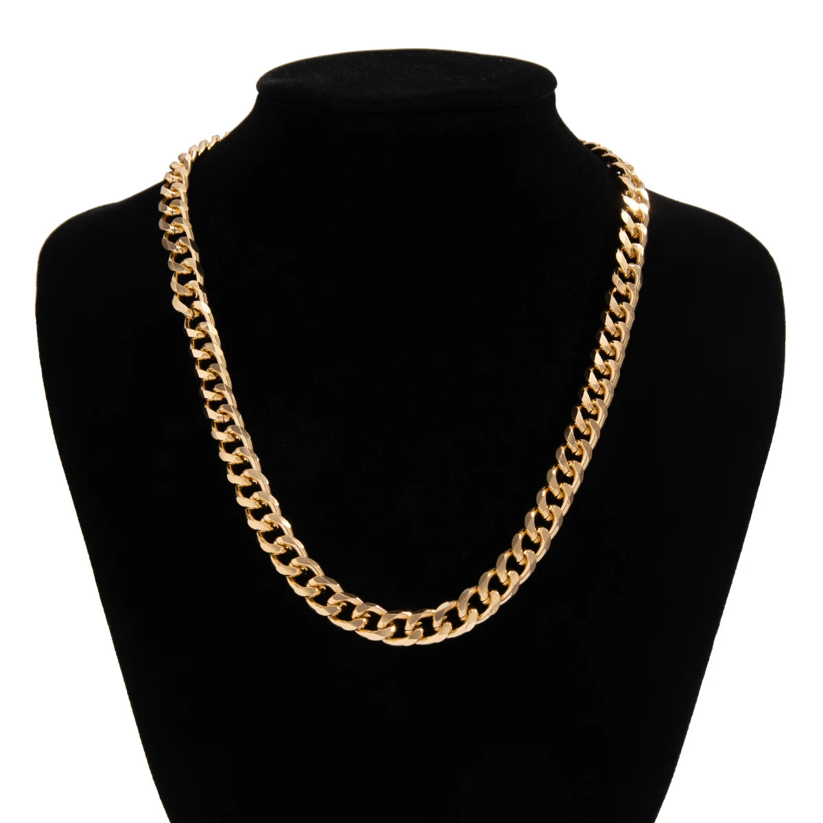 Simple Cuban Link Choker - Gold or Black Aluminum Chain for Men