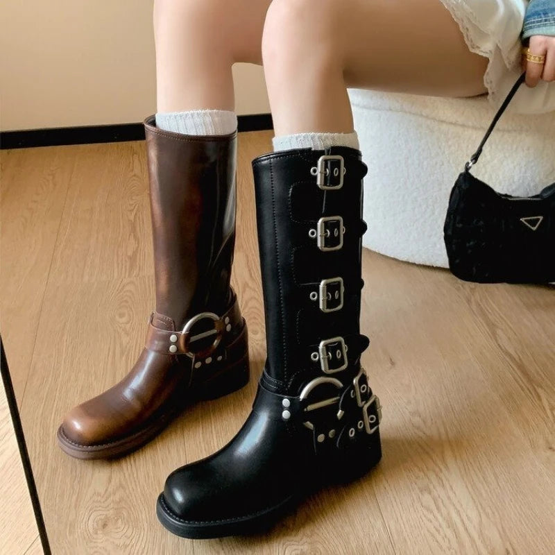 Women's Vintage Zip Combat Boots