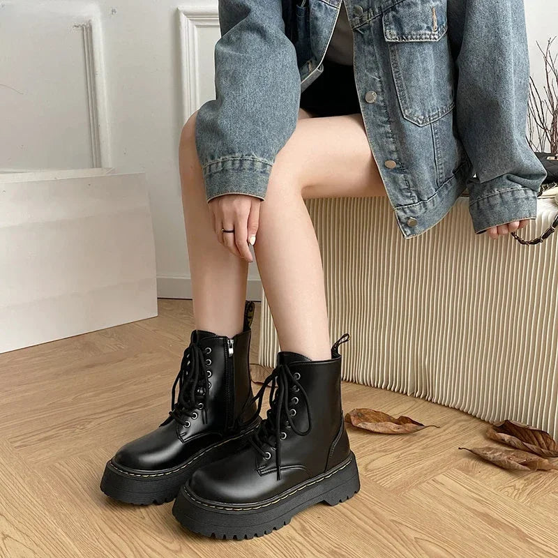 Women's Minimalist Lace-Up Combat Boots