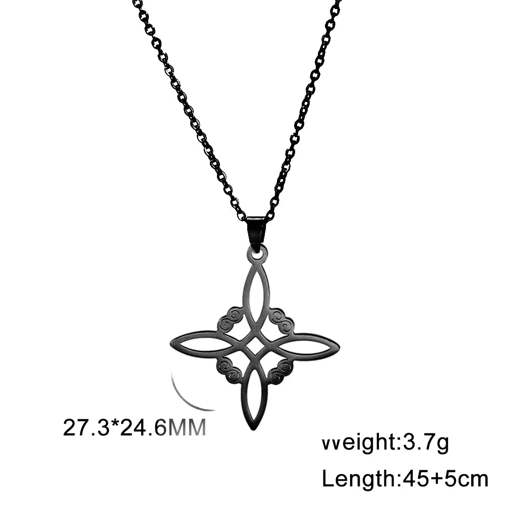 Wicca Witch Knot Necklace - Stainless Steel Choker for Women