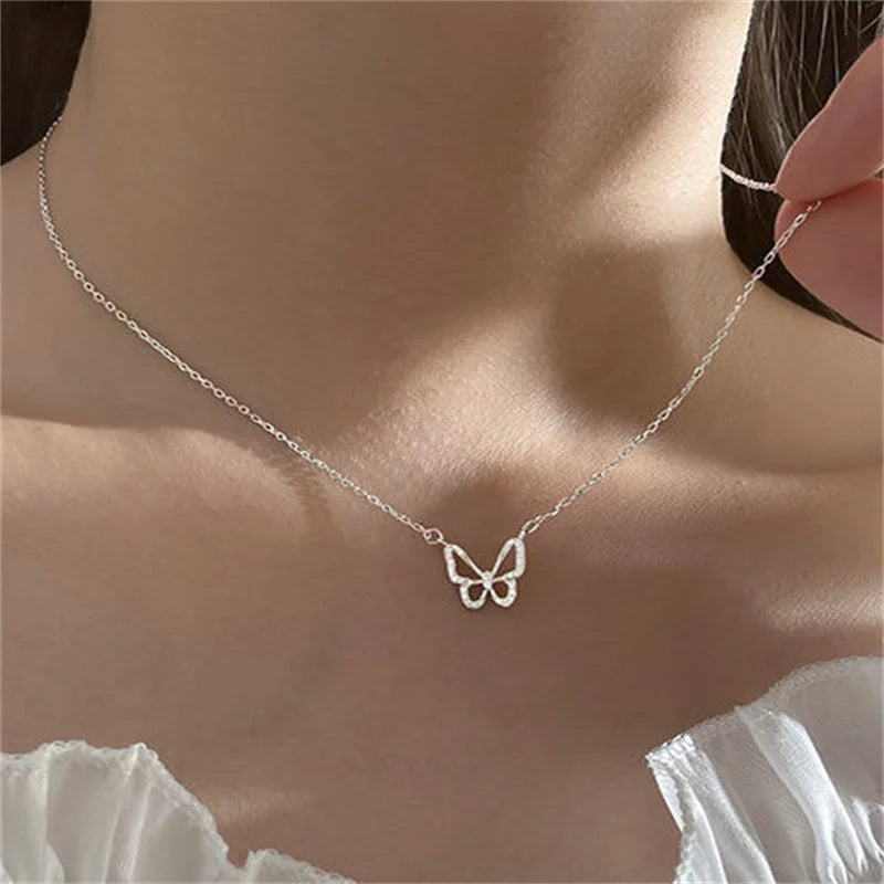 New Shiny Butterfly Necklace - Double Layer Clavicle Chain