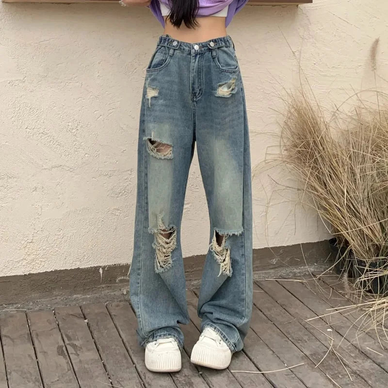 Vintage Y2K High-Waisted Wide Leg Women's Jeans