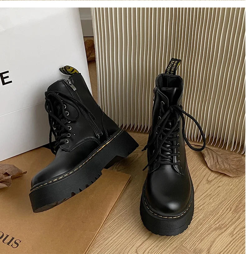 Women's Minimalist Lace-Up Combat Boots